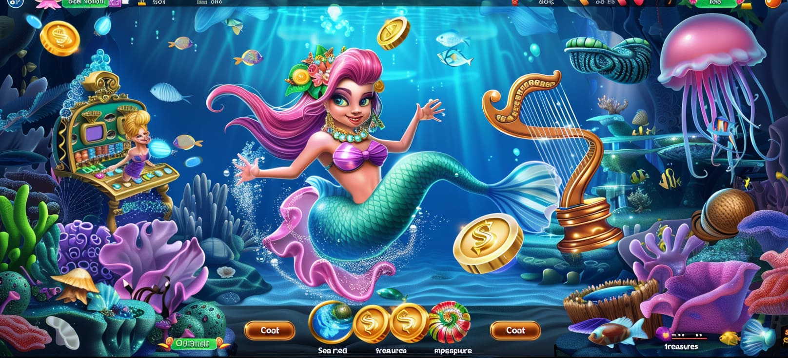 Caça-níqueis de sereia online com tesouros do mar no 7b777 cassino